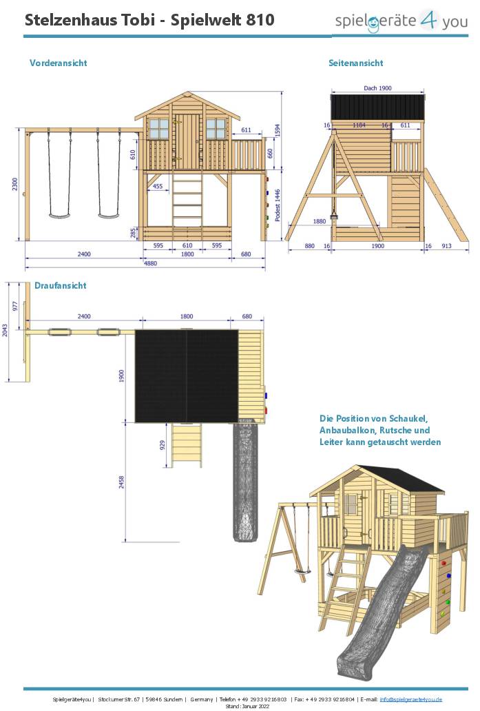 Stelzenhaus Tobi Spielwelt Edition - End of Summer Sale - blau-grün