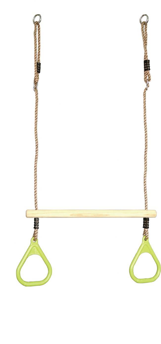 Holztrapez mit Kunststoffringen - neongrün