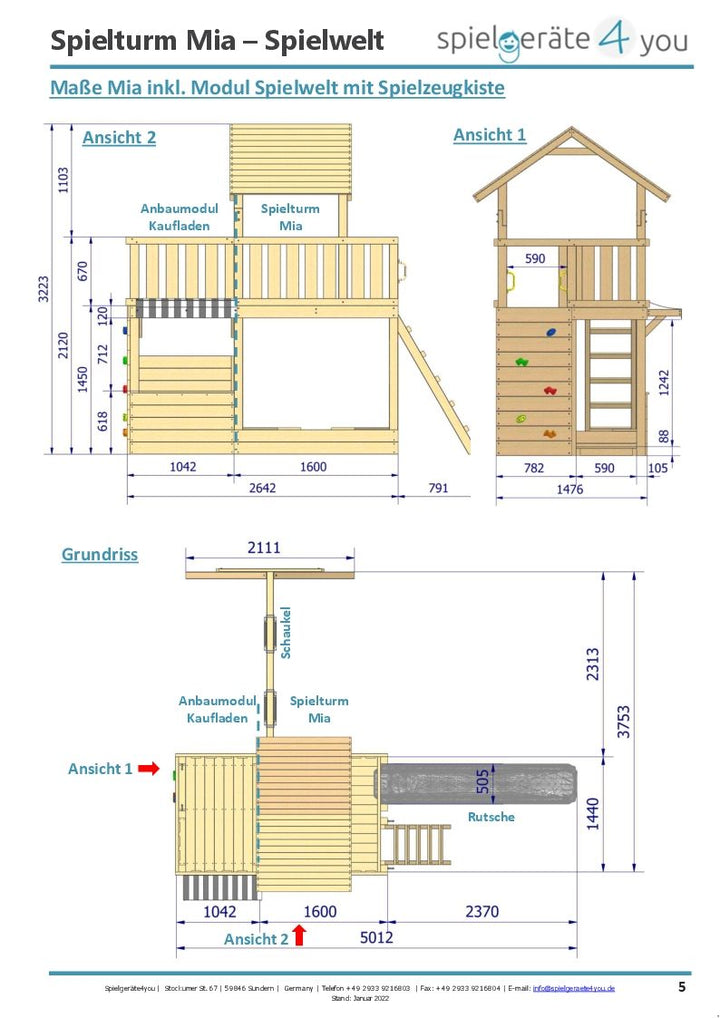 Spielturm Mia - Spielwelt- Lärche