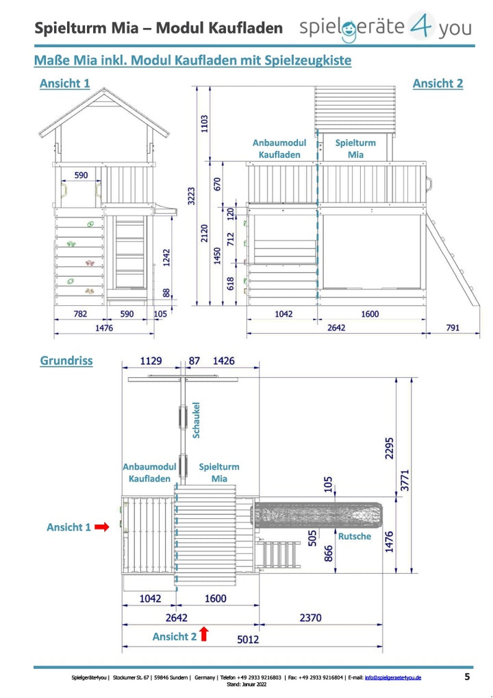 Spielturm Mia - Spielwelt- Lärche